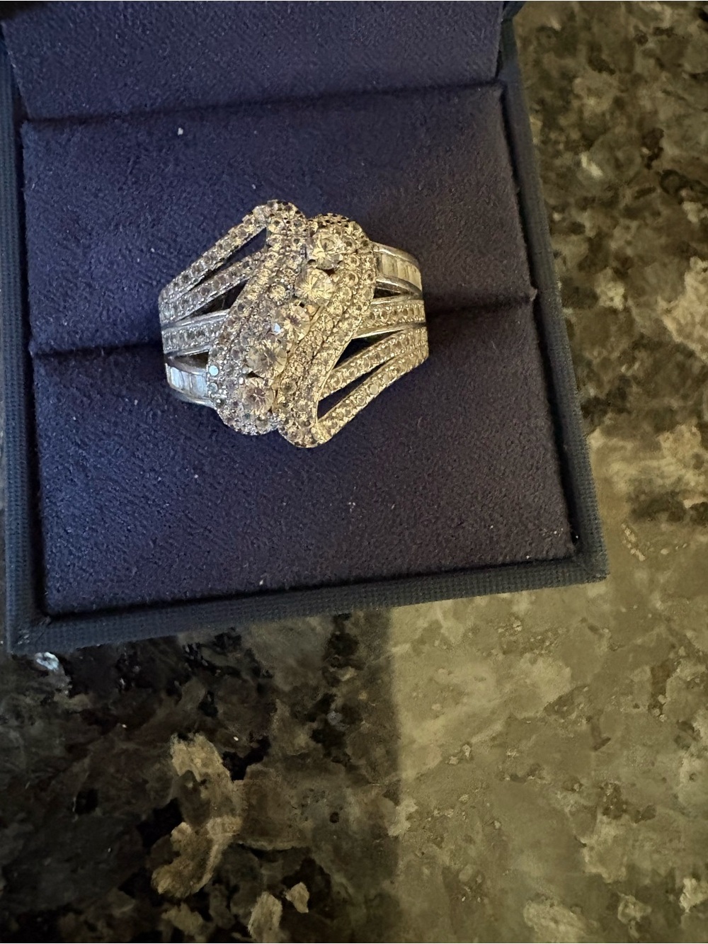 Elegant Sterling Silver Lab Created White Sapphire Ring - Sparkling